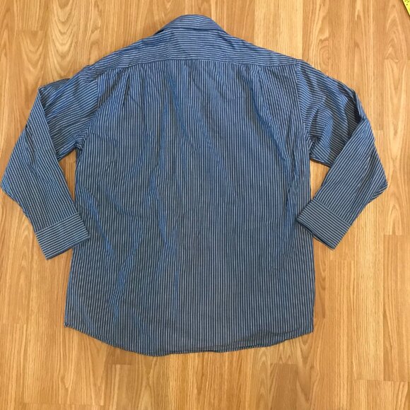 Tommy Hilfiger Shirt Men Blue White Striped Reg Fit Long Sleeve Size L Button Up - Picture 5 of 5